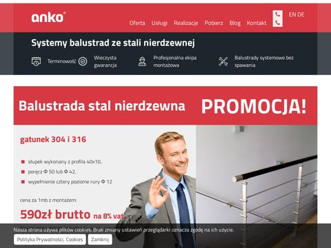 Anko - balustrady ze stali nierdzewnej