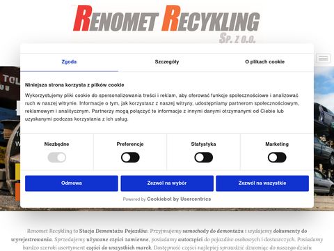 Renomet Recykling Sp. z o.o. kasacja pojazdów