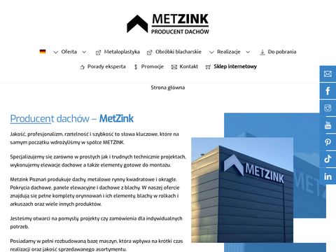 Metzink blachy, dachy, rynny, elewacje Poznań